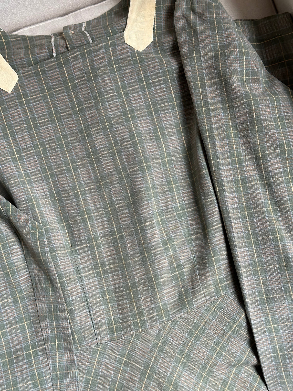 Tailor-Made Sage Green Tartan Dress
