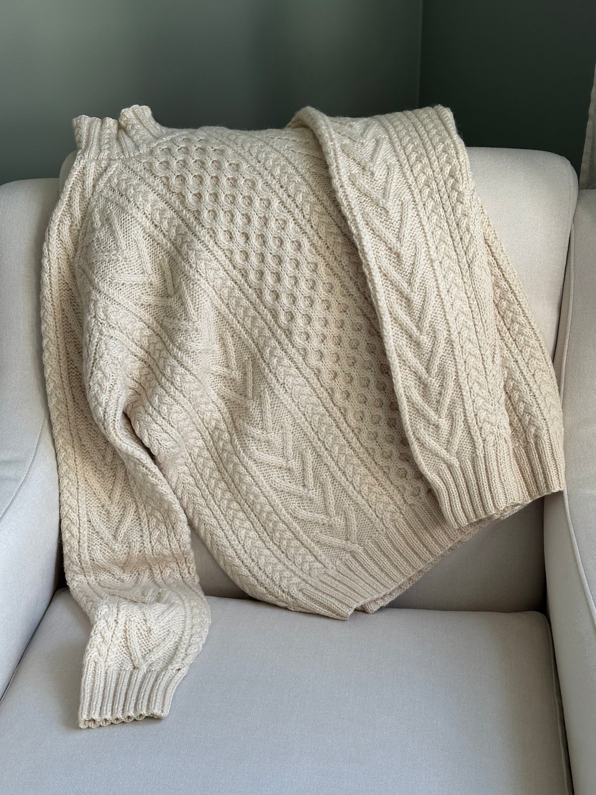 Ralph Lauren White Hand Knit 100% Wool Sweater