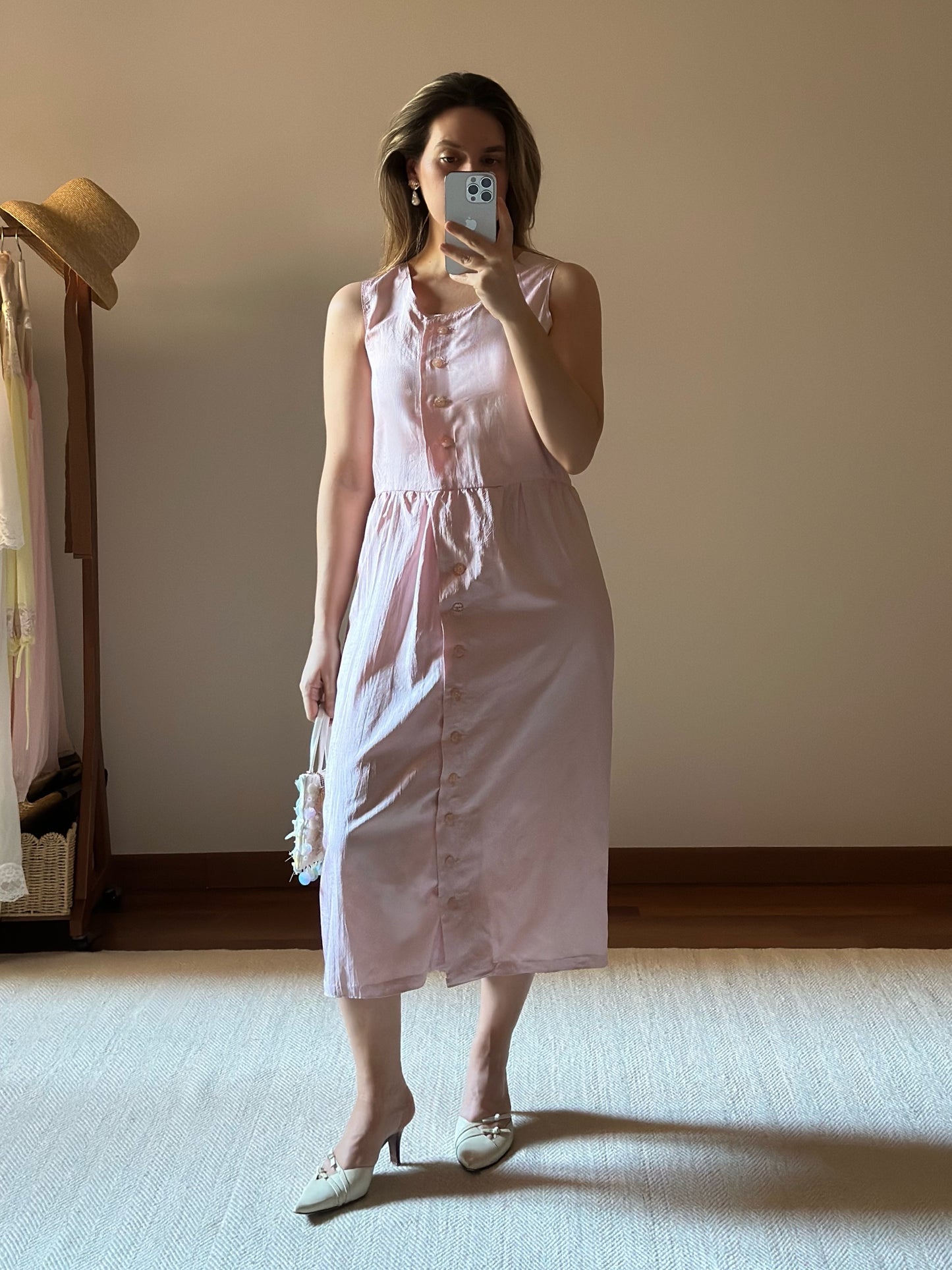 100% Silk Baby Pink Dress