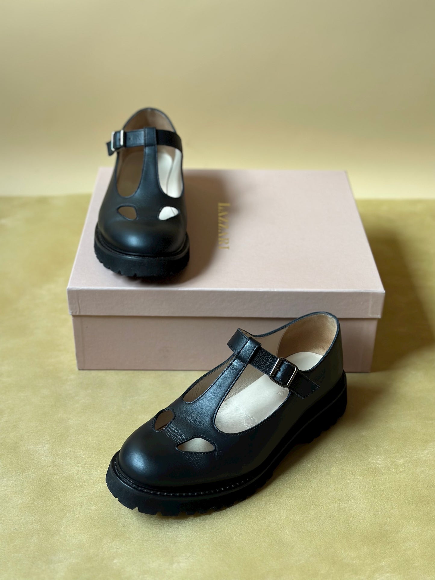 Real Leather Black Mary Janes Lazzari