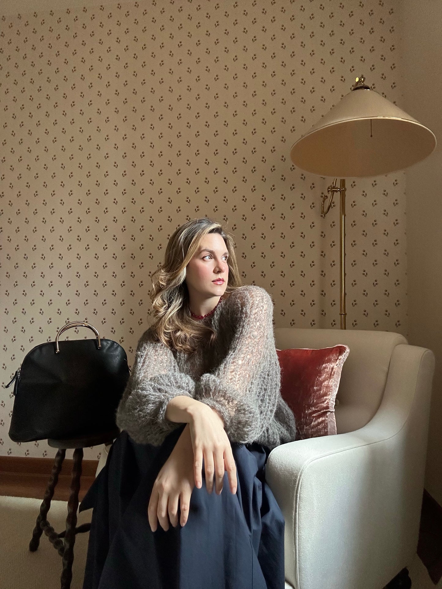 Handmade Alpaca & Mulberry Silk Sweater - Gray