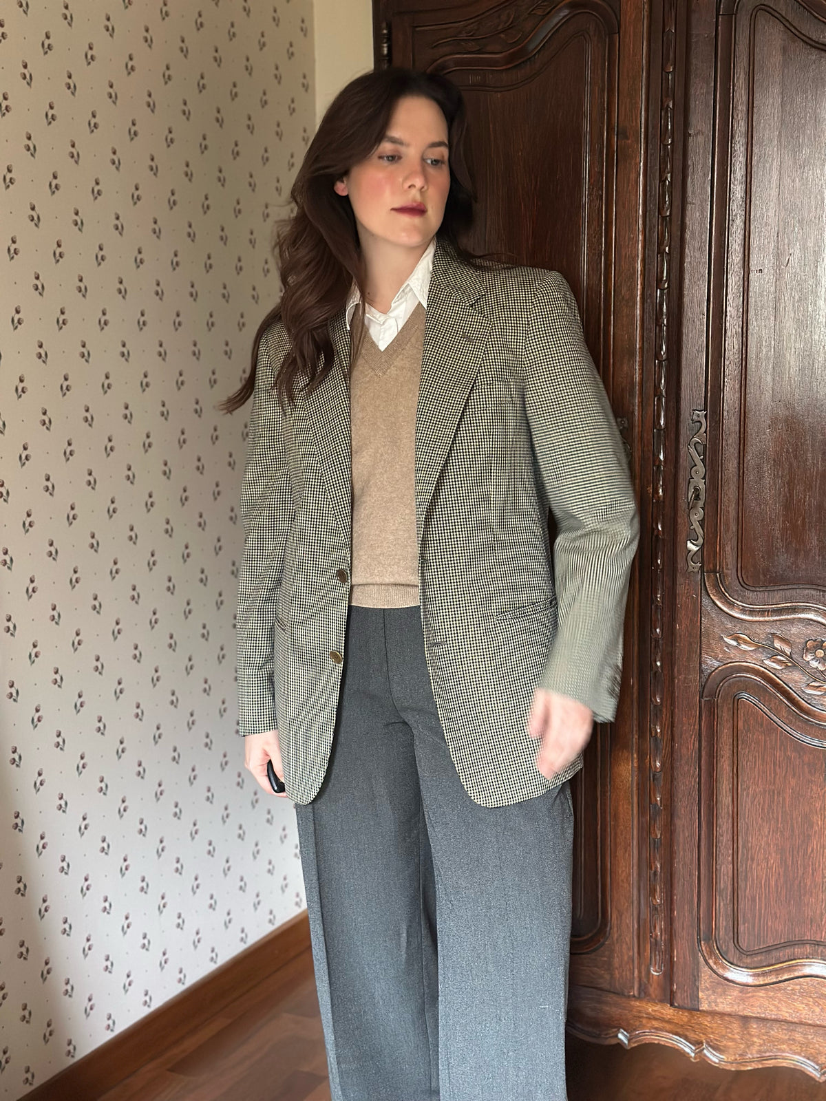 Vintage 100% Wool Check Blazer