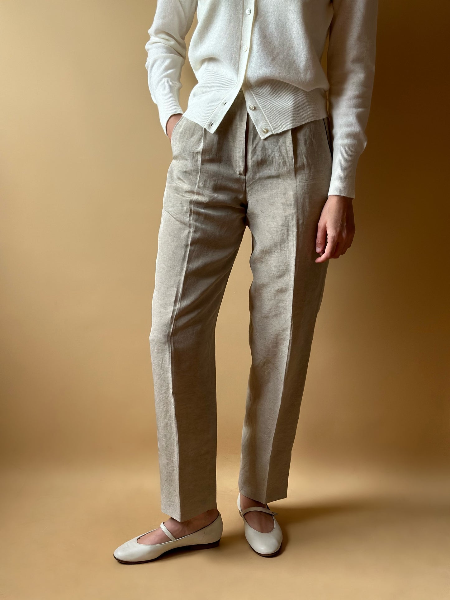 Vintage Max Mara Beige Silk Trousers