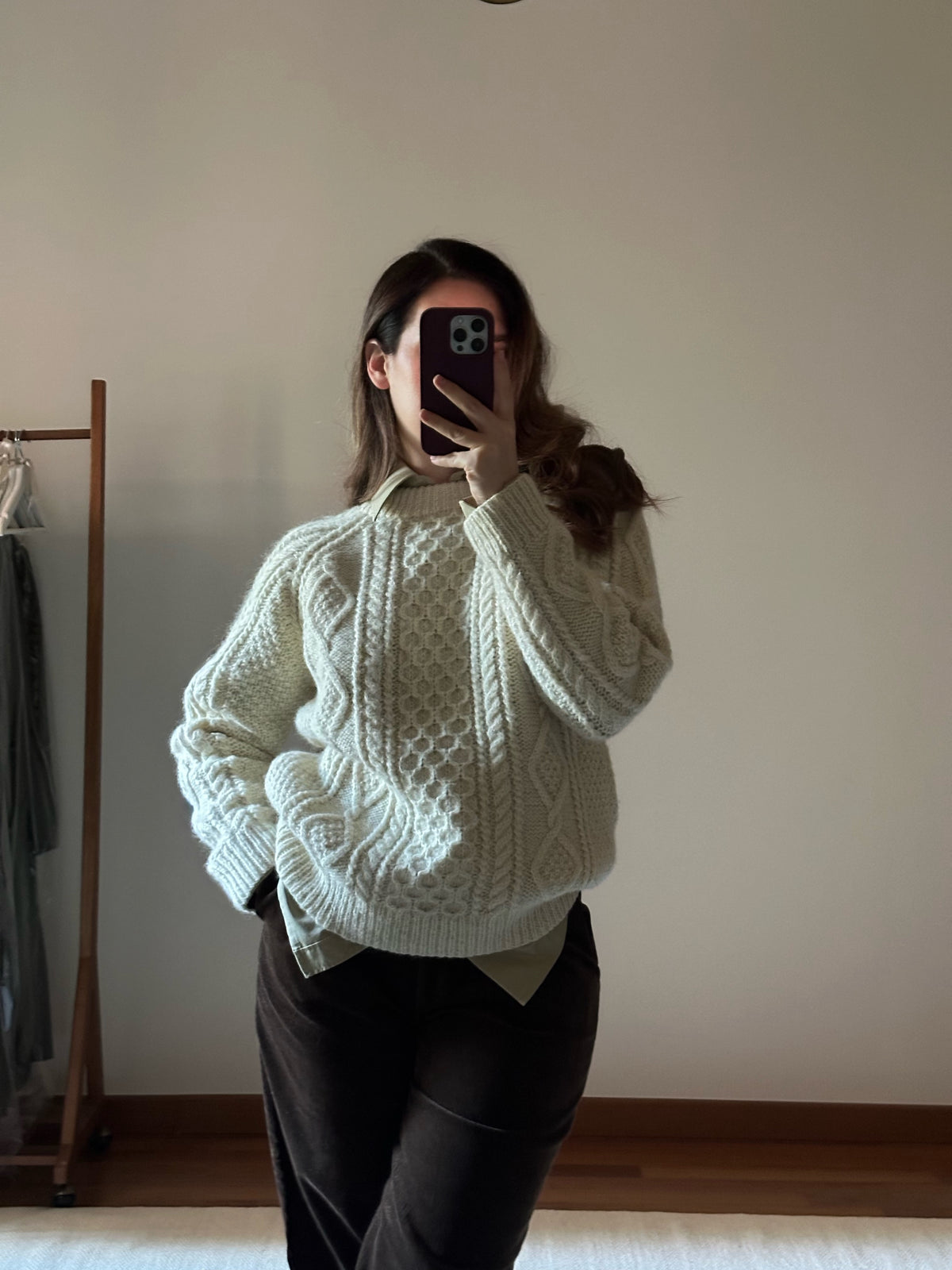White Irish Cable Knit Sweater