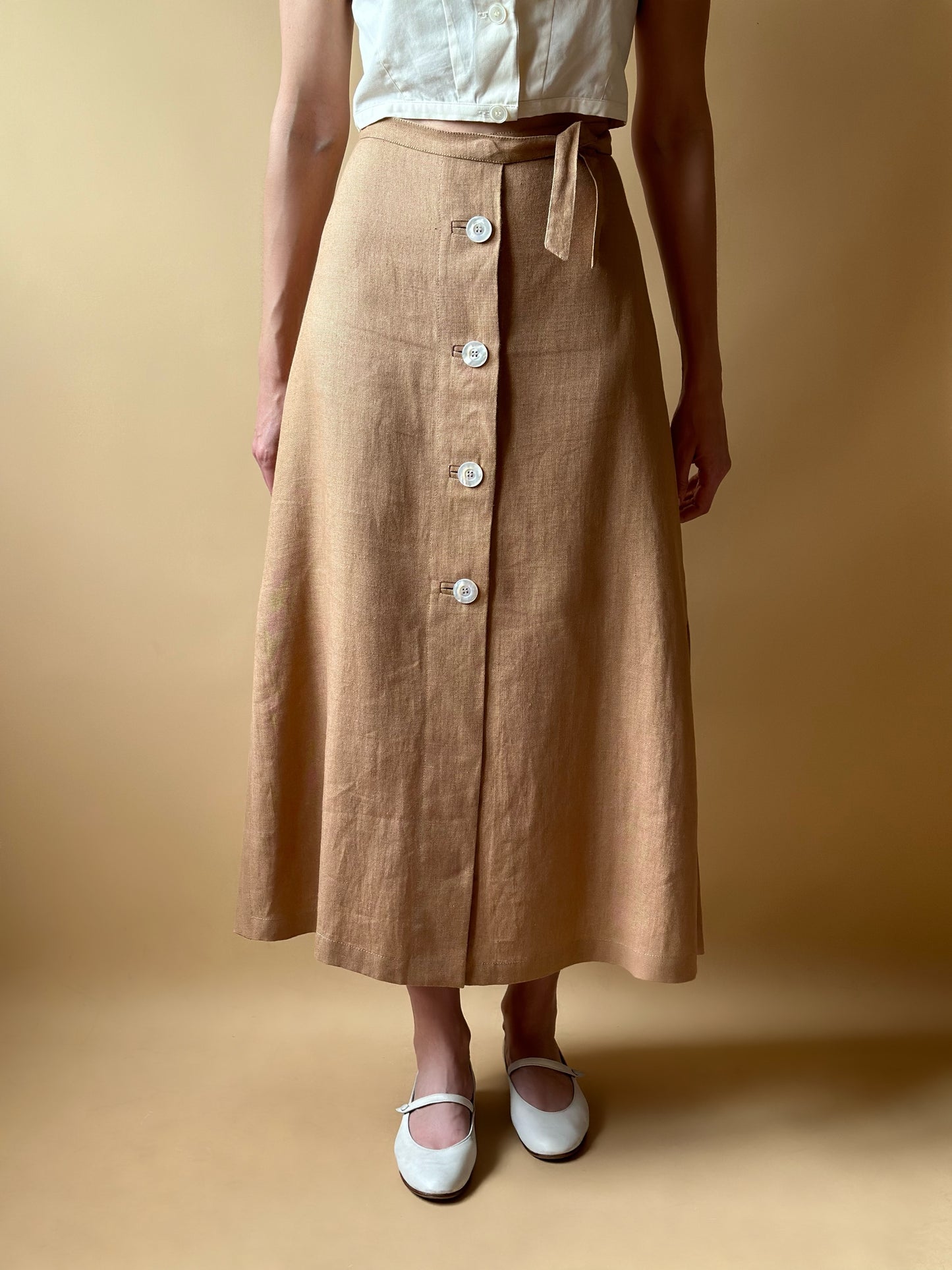 Vintage Max Mara Pure Linen Midi Skirt