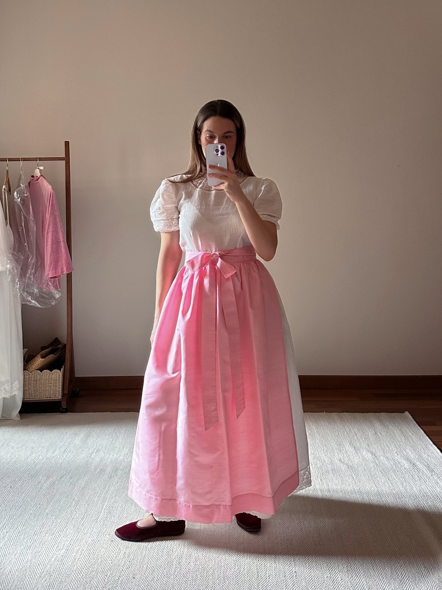 100% Pink Silk Apron