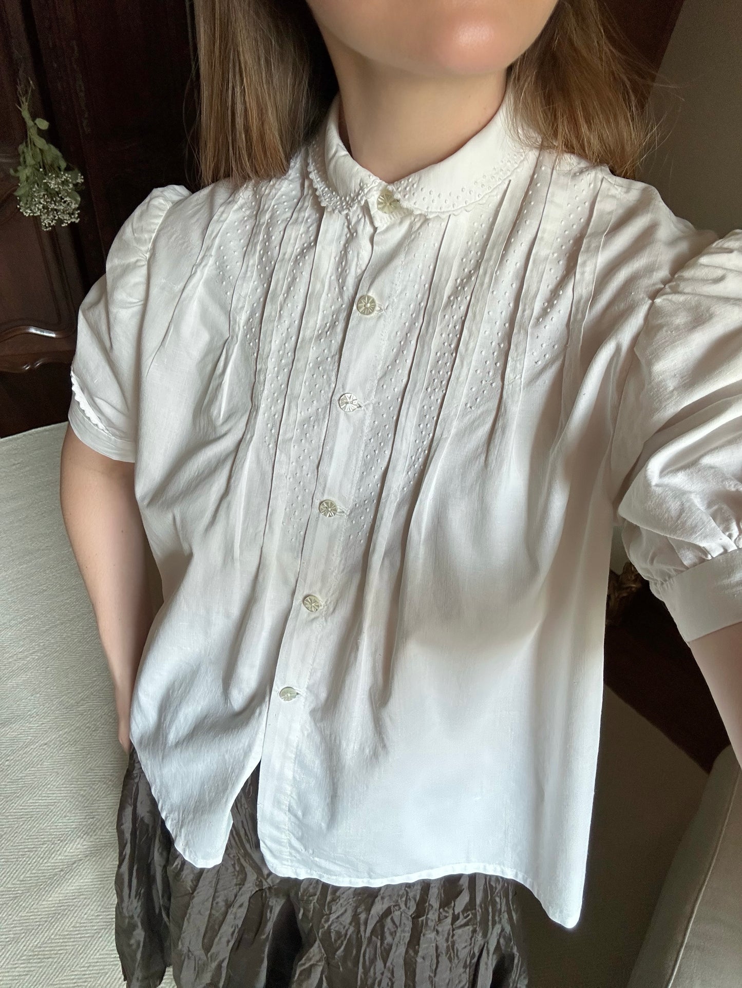 Romantic Short Sleeved White Blouse