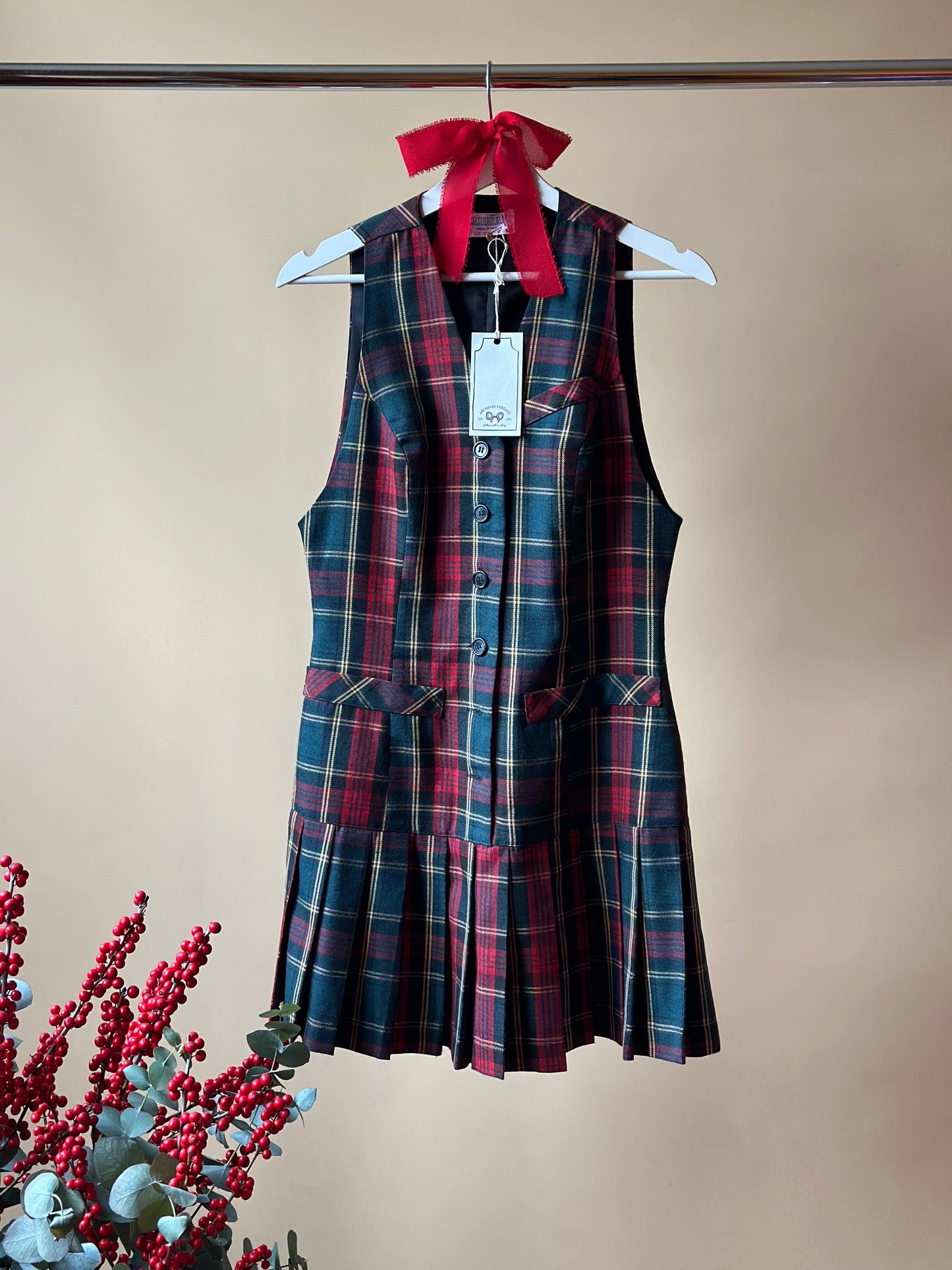 Vintage Tartan Pleated Dress