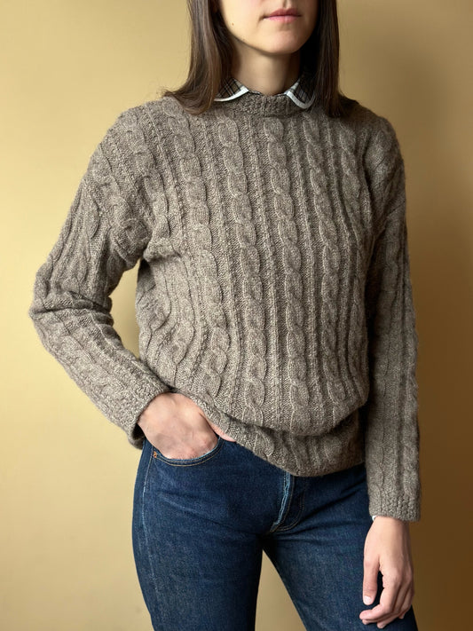 Vintage Wool & Alpaca Brown Braided Sweater