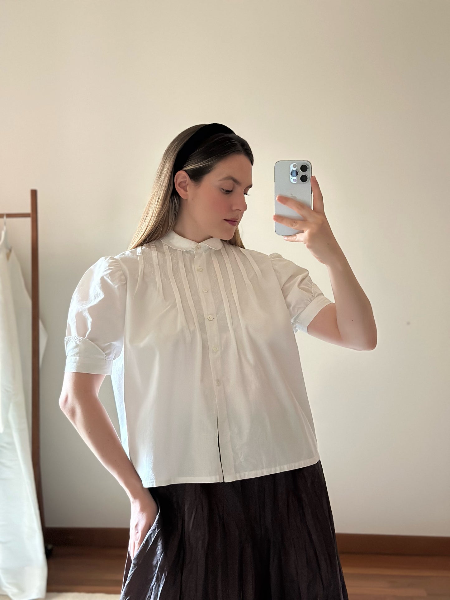 Romantic Short Sleeved White Blouse