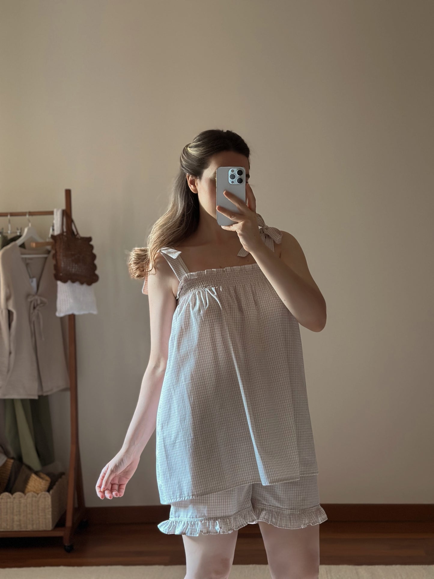 Vichy Cotton Frill Top