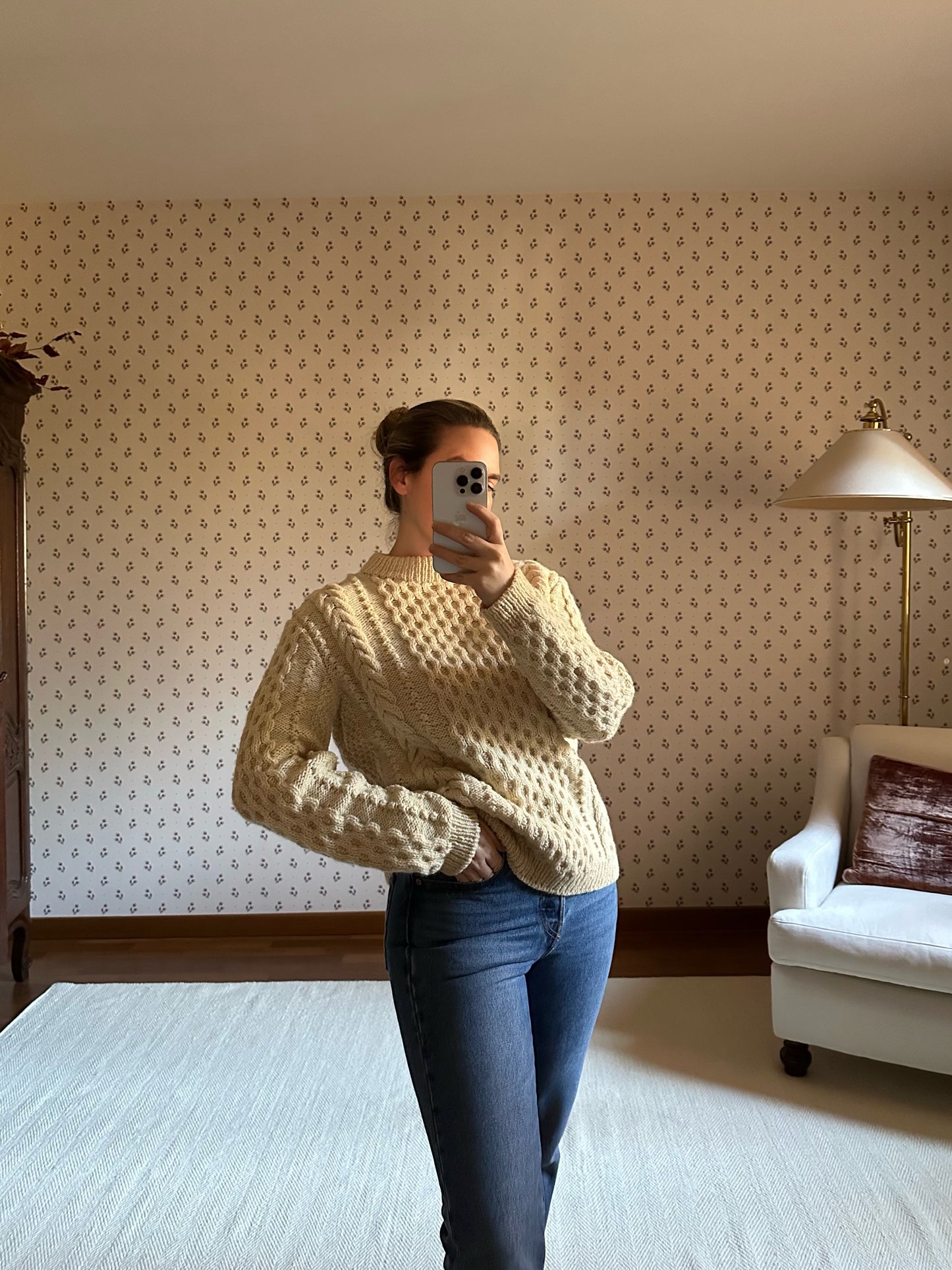 White Irish Cable Knit Sweater