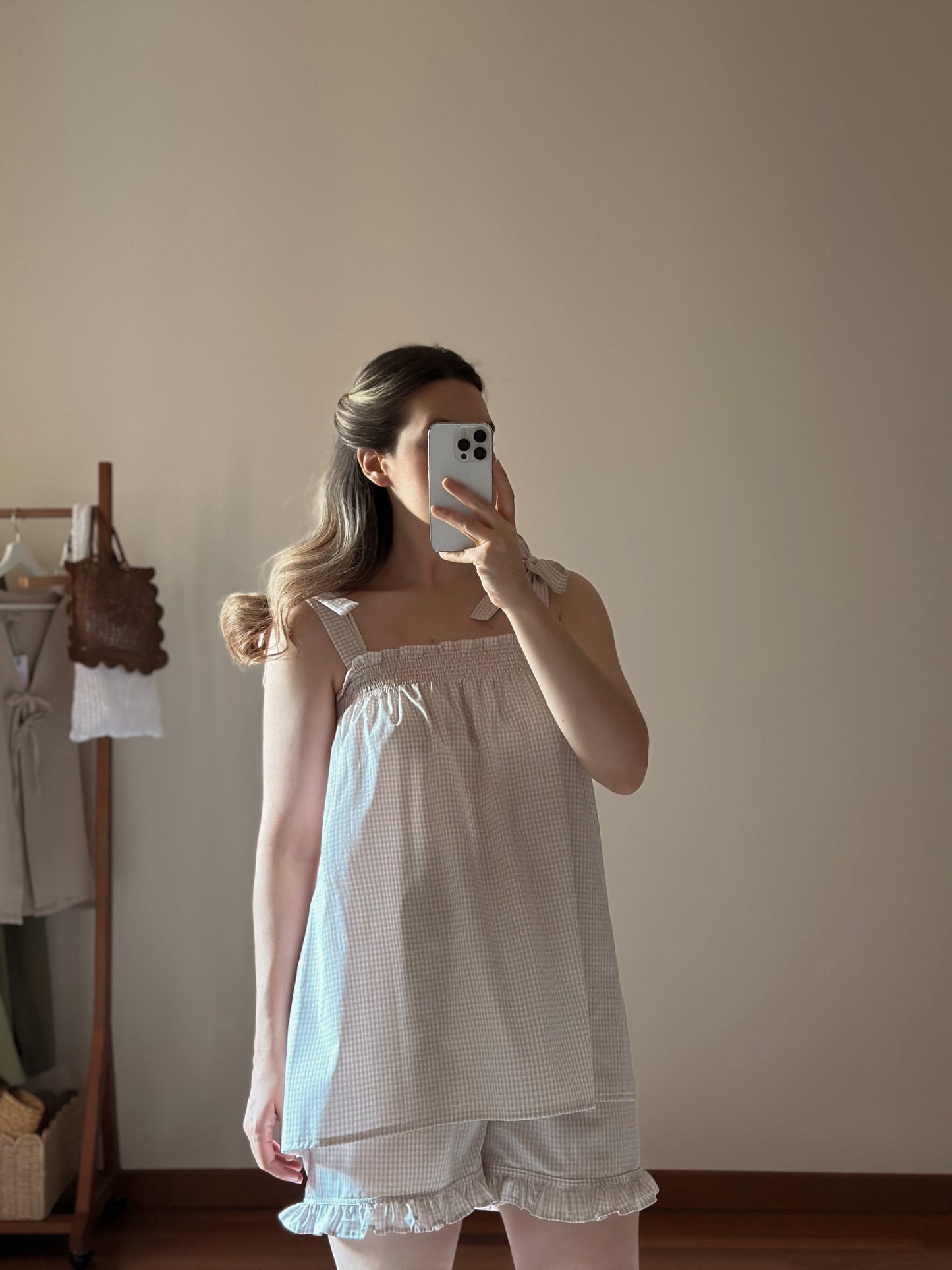 Vichy Cotton Frill Top