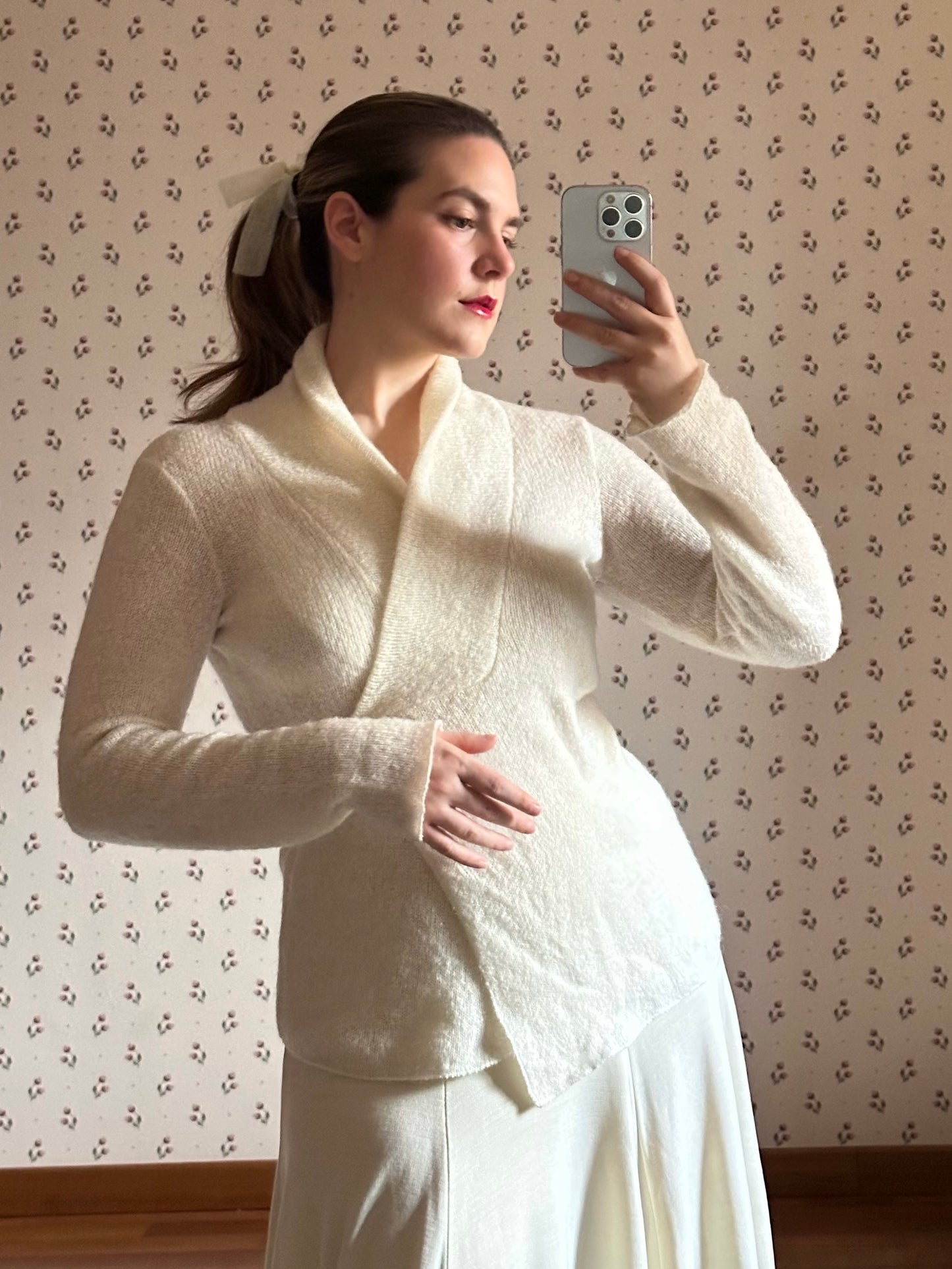 Wool & Mohair Milky White Ballet Cardigan