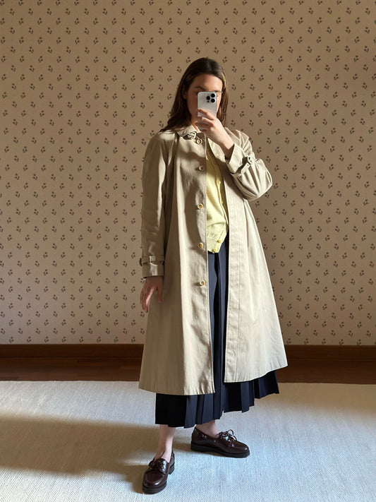 Vintage Korean Beige Trench Coat