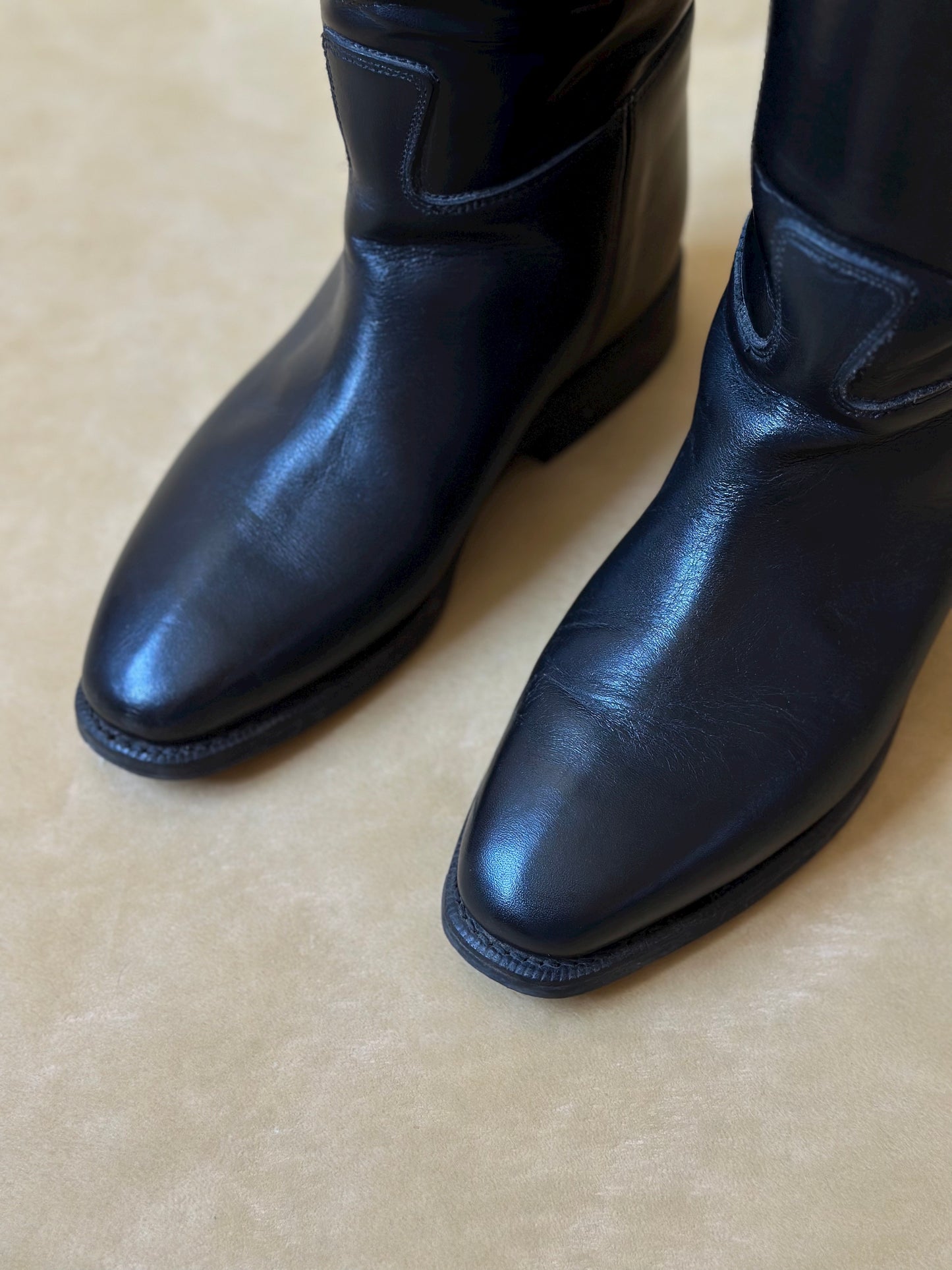 Vintage Black Leather Riding Boots n. 37 IT