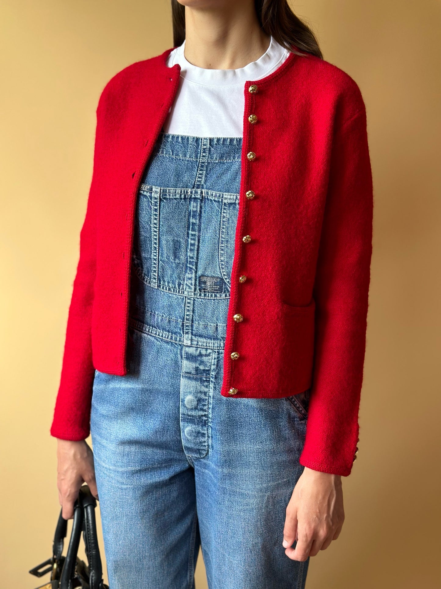 Vintage Red Woolen Cardigan