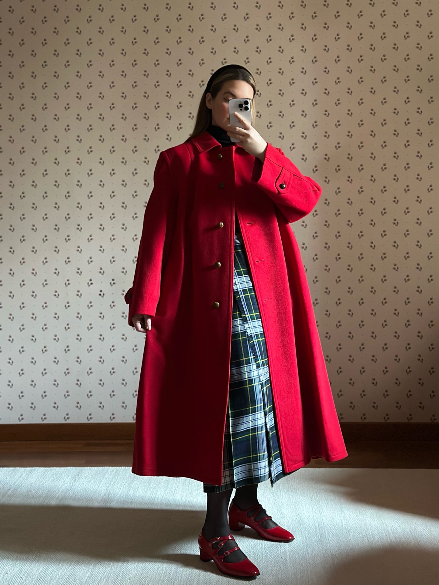 Pure Wool Scarlet Red Loden Coat