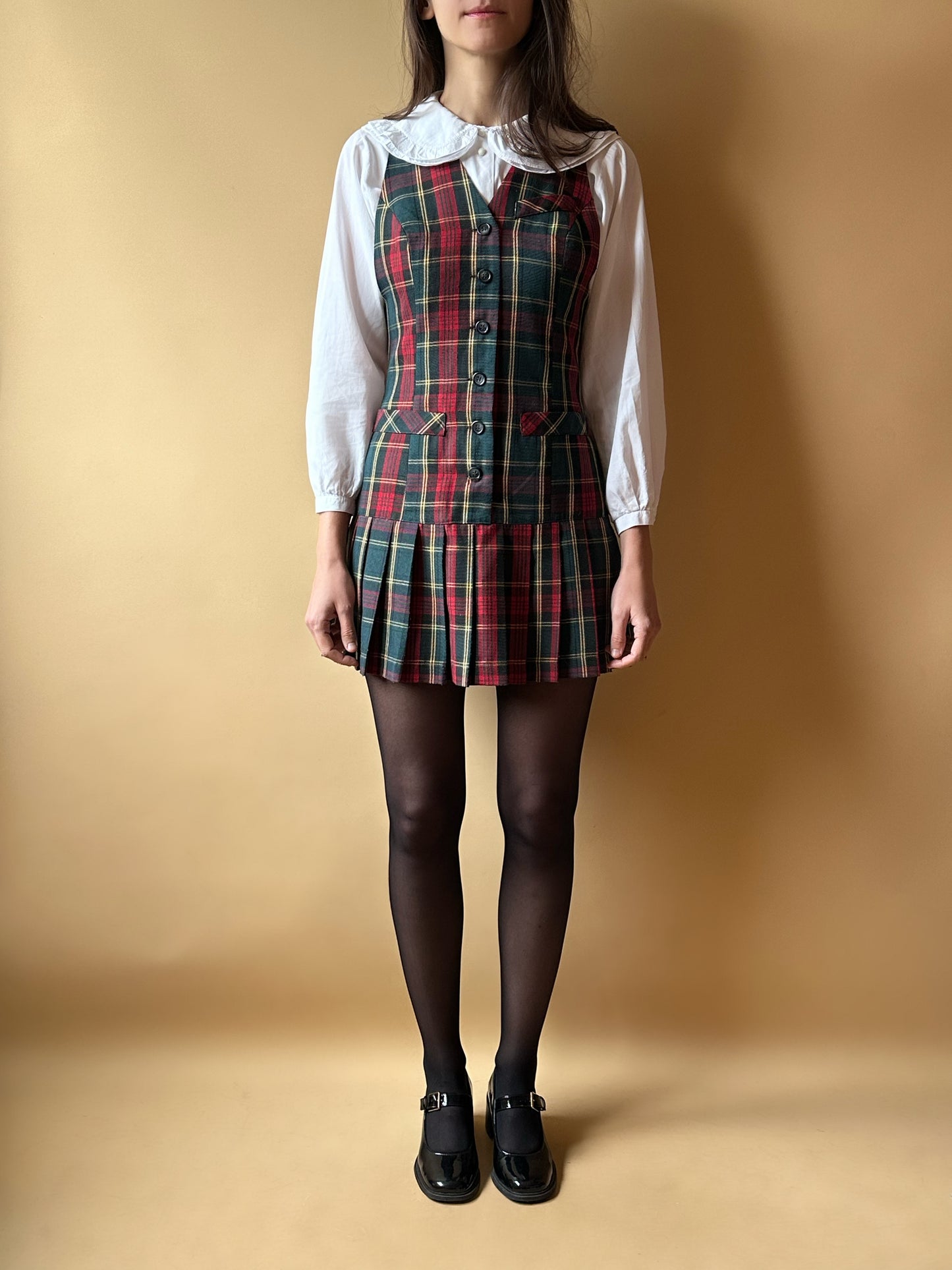 Vintage Tartan Pleated Dress