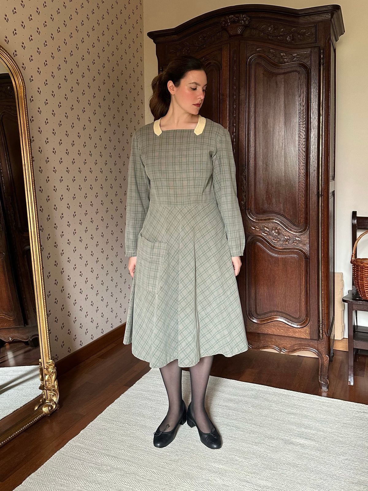 Tailor-Made Sage Green Tartan Dress