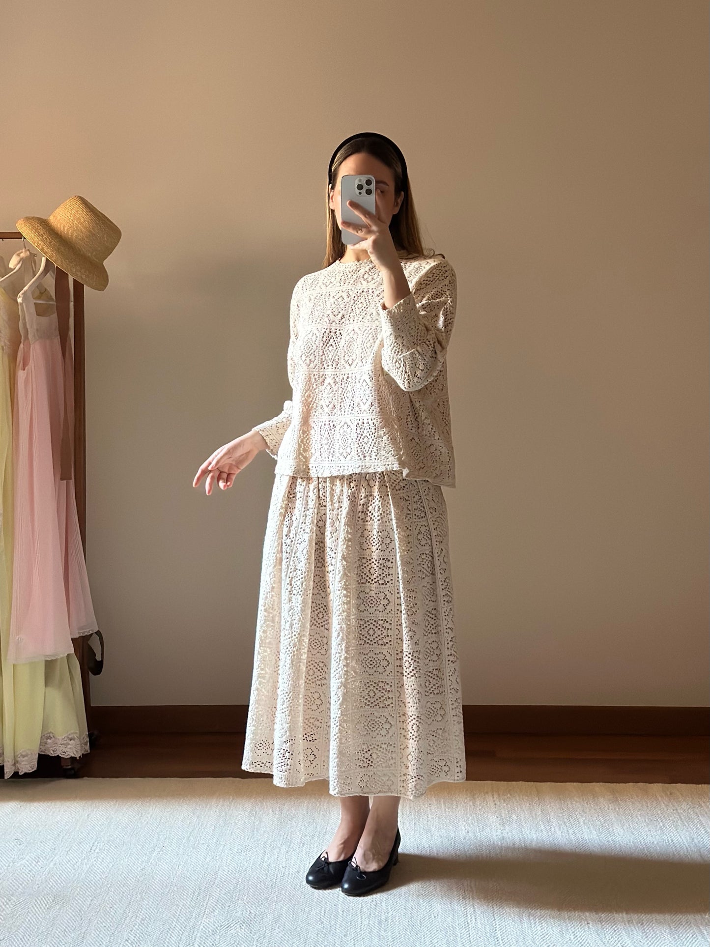 Pure Cotton Beige Crochet Skirt