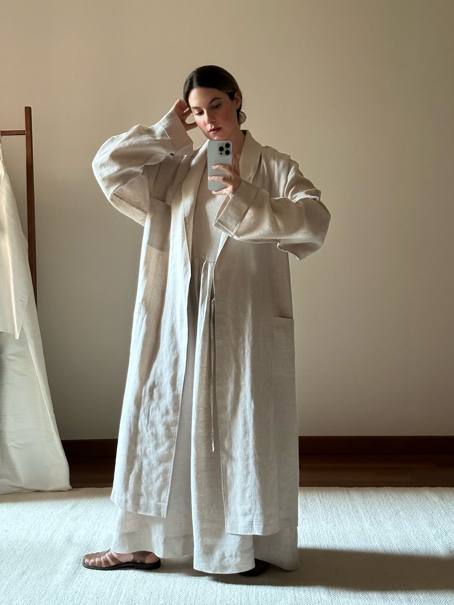Frette 100% Linen Sand Beige Robe