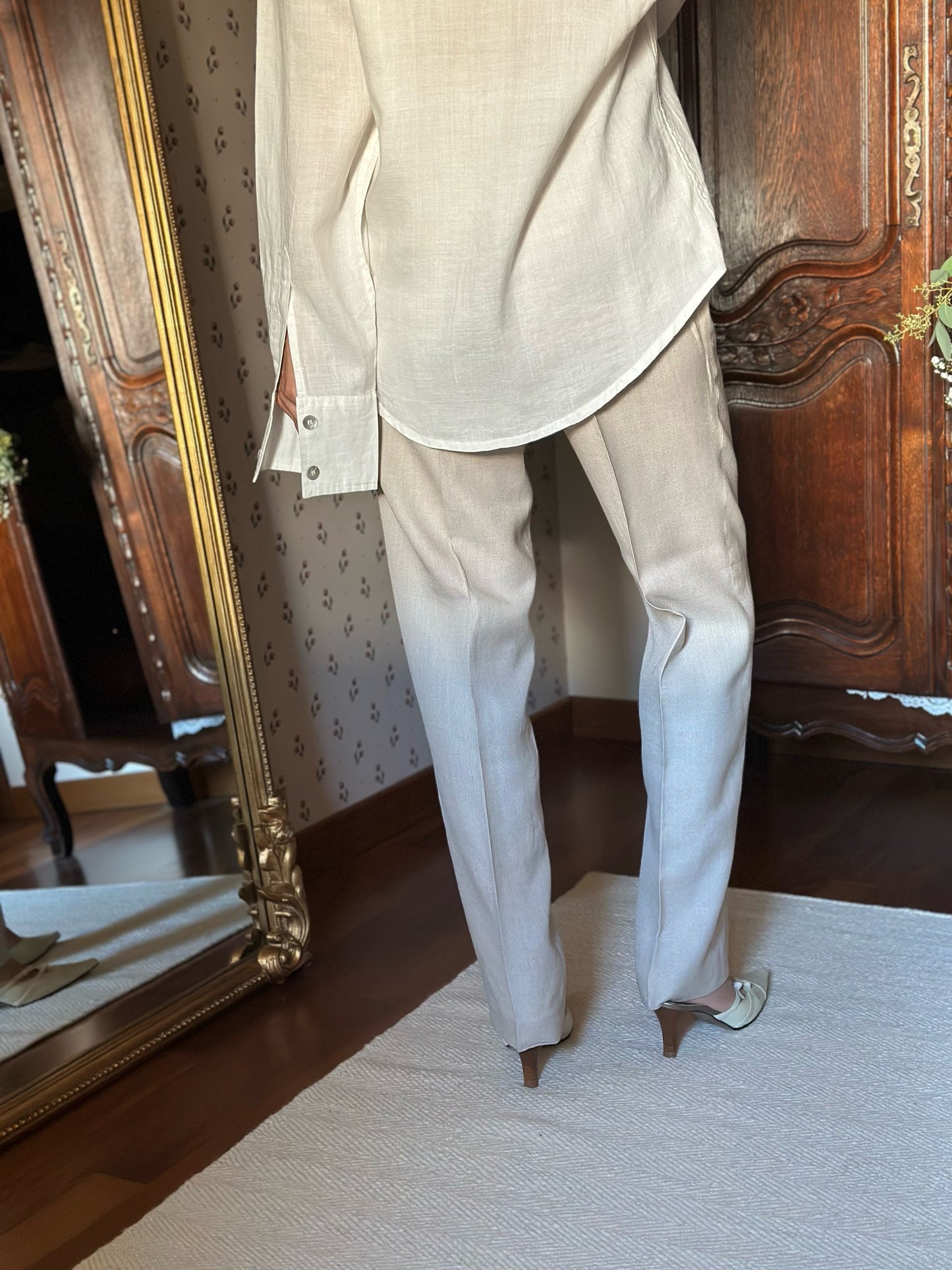 Linen Blend Light Beige Trousers