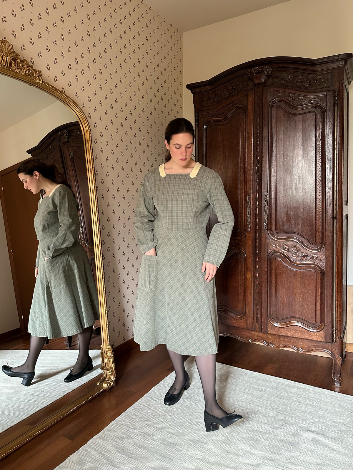 Tailor-Made Sage Green Tartan Dress