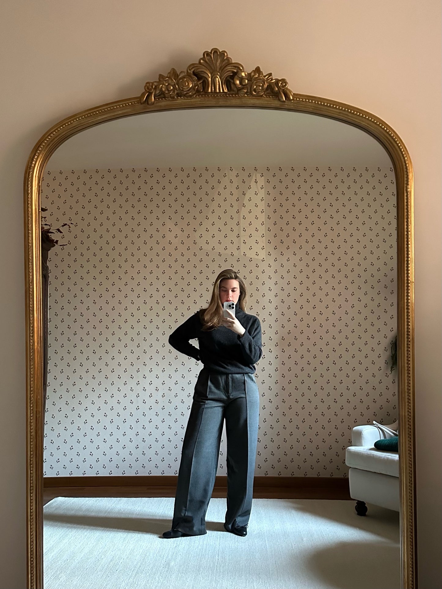 Gray Wool & Viscose Trousers