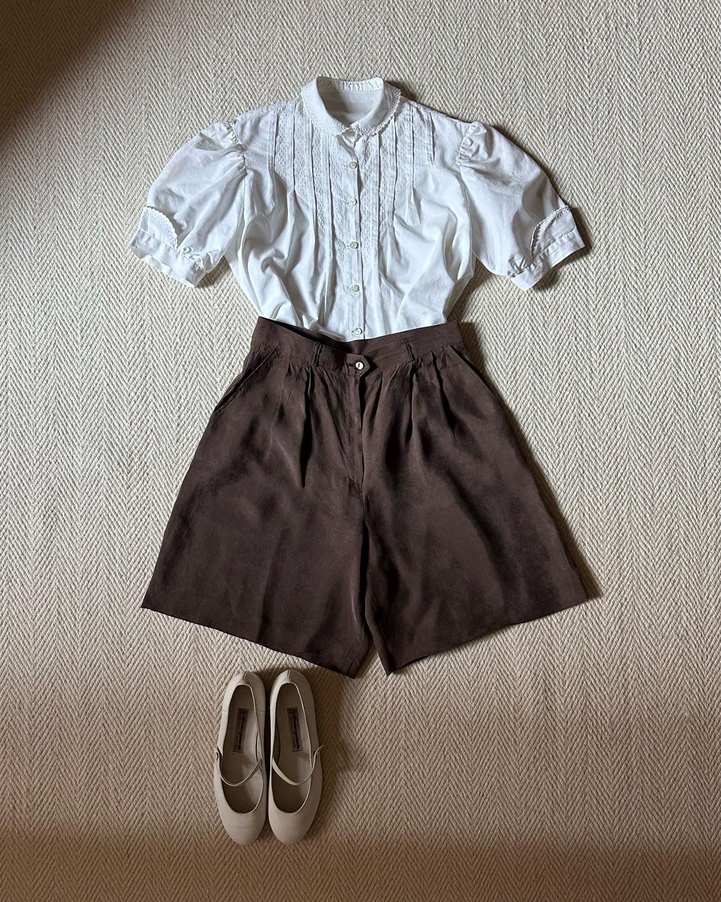 Silk Blend Chocolate Brown Shorts