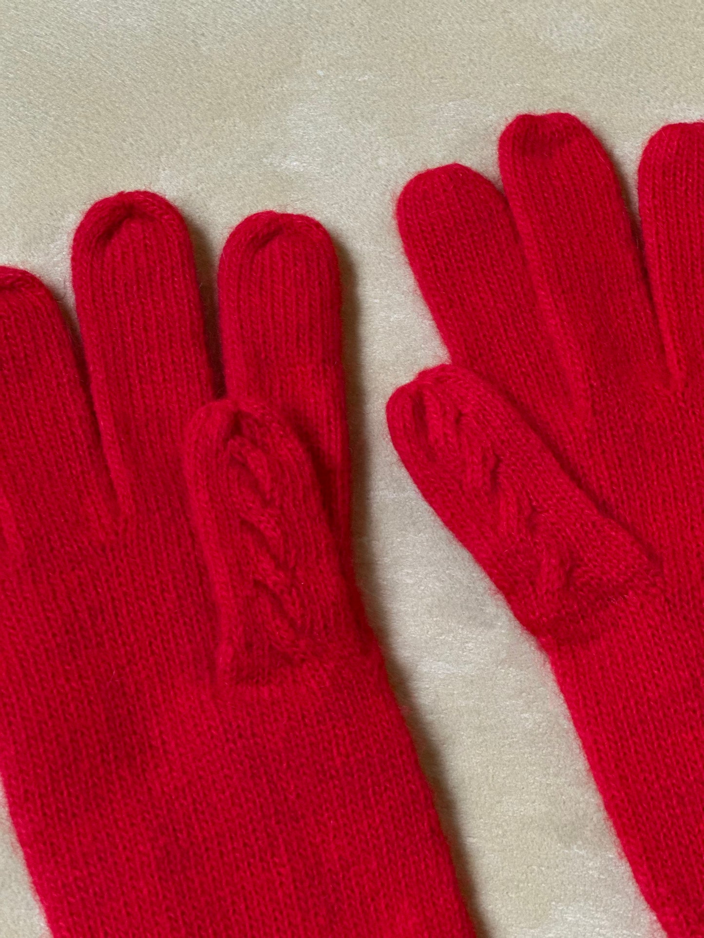 Vintage 70s Wool & Angora Red Gloves