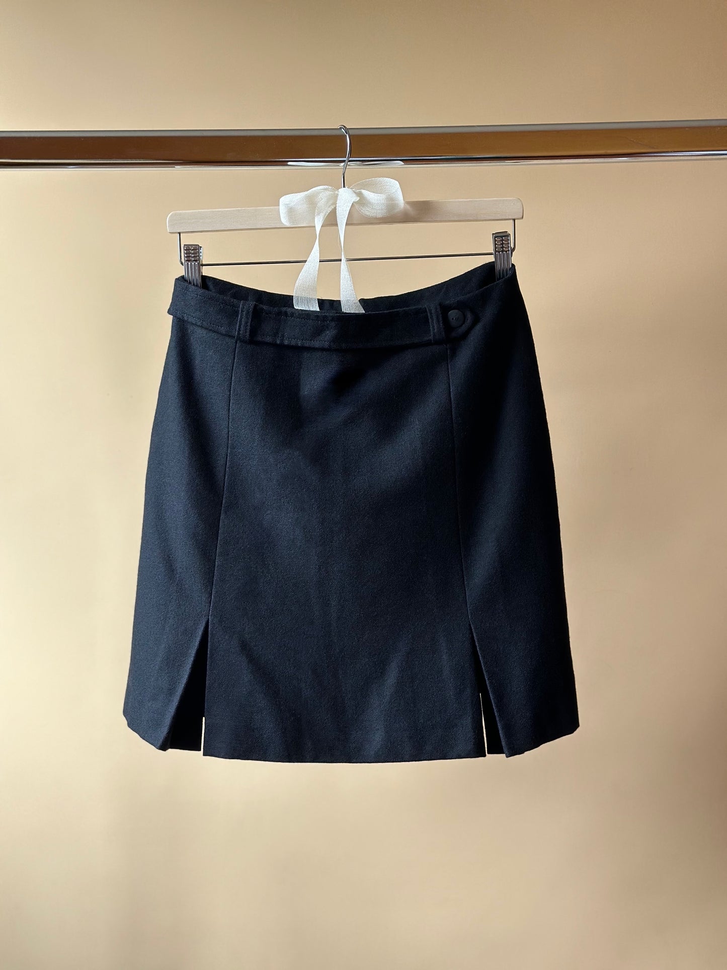 Vintage Black Woolen Mini Skirt