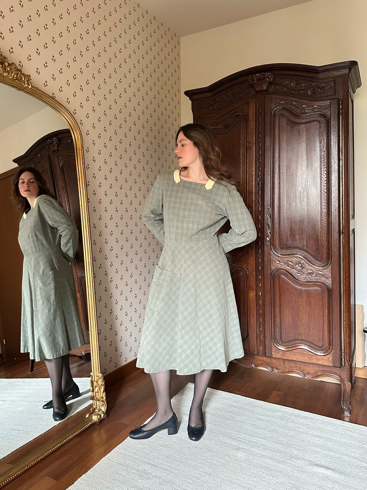 Tailor-Made Sage Green Tartan Dress