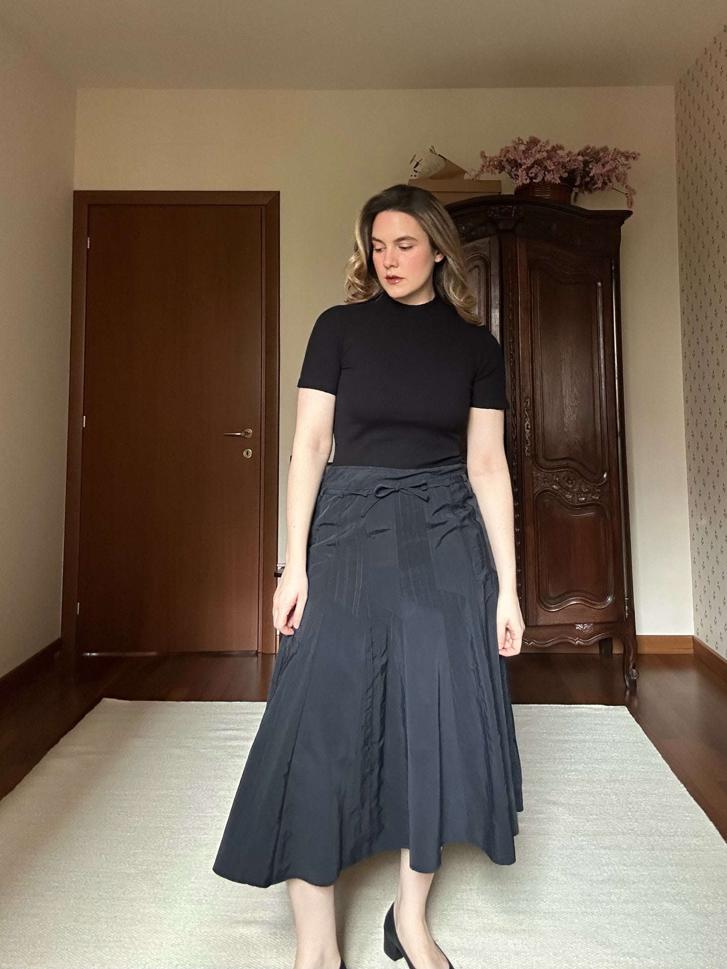 Black Midi Pleated Dress