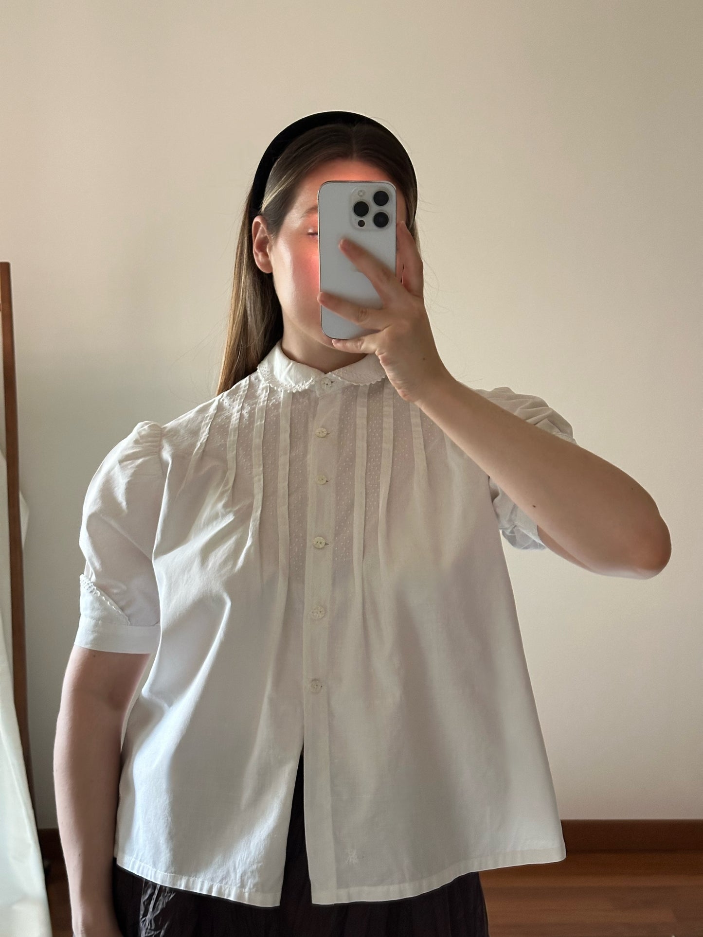 Romantic Short Sleeved White Blouse