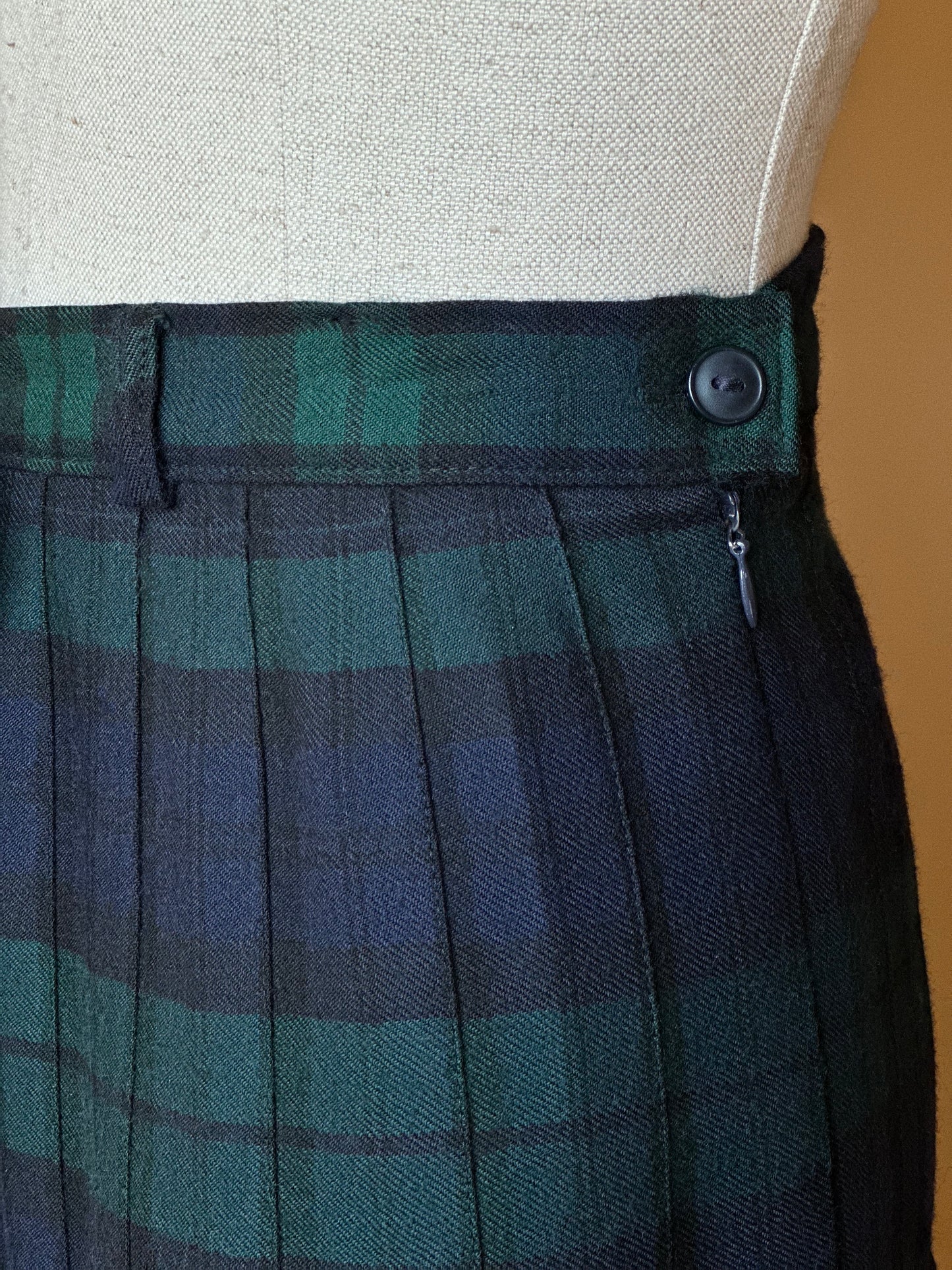 Vintage Blue & Green Tartan Skirt