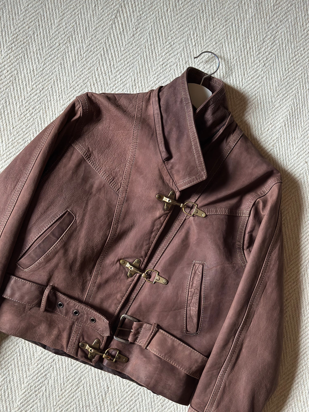 Brown Leather Biker Jacket