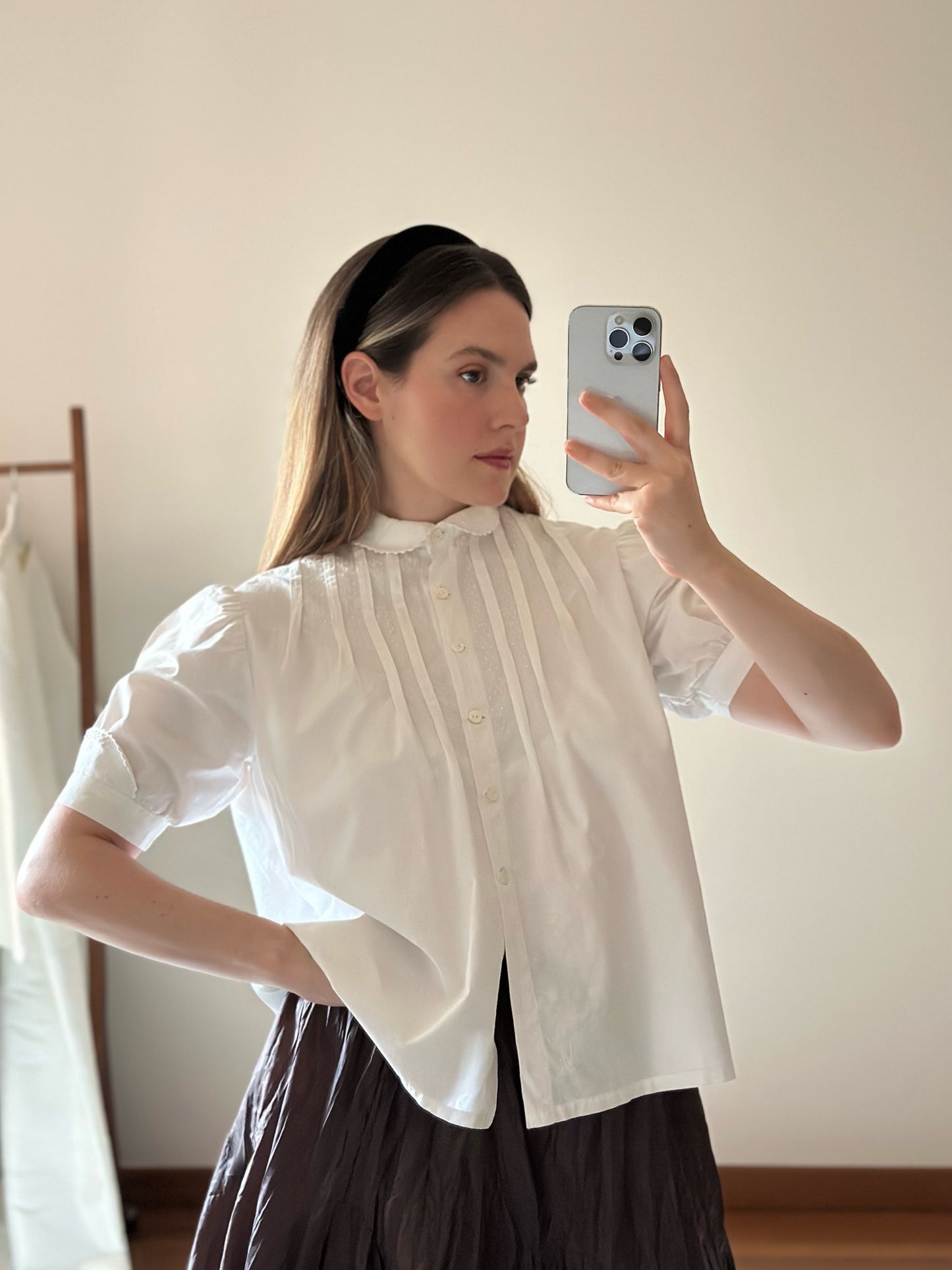 Romantic Short Sleeved White Blouse