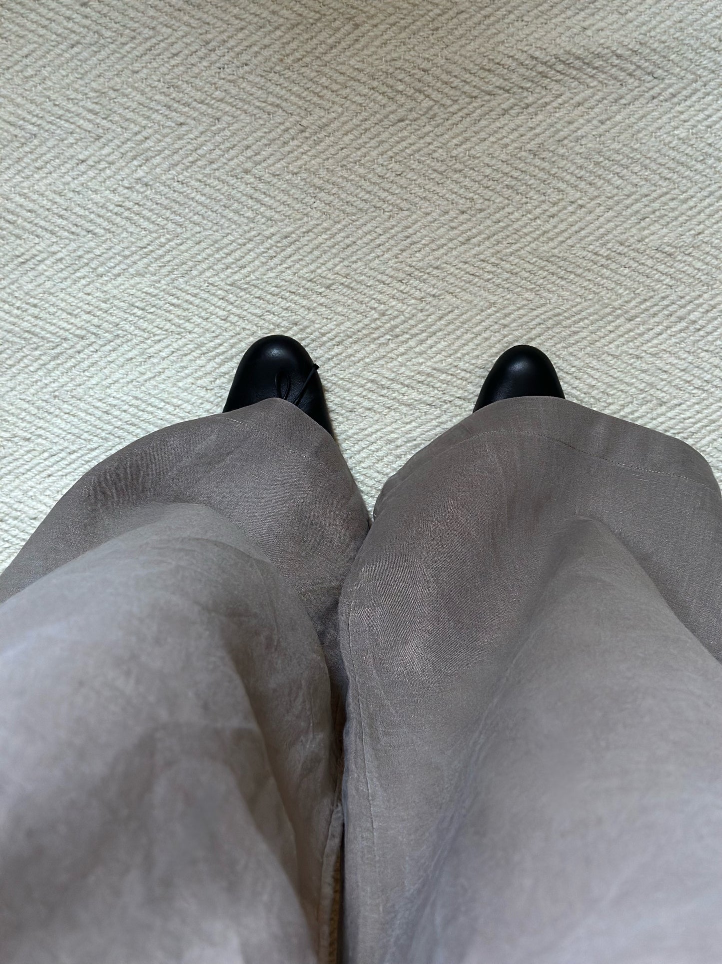 Pure Linen Taupe Palazzo Pants
