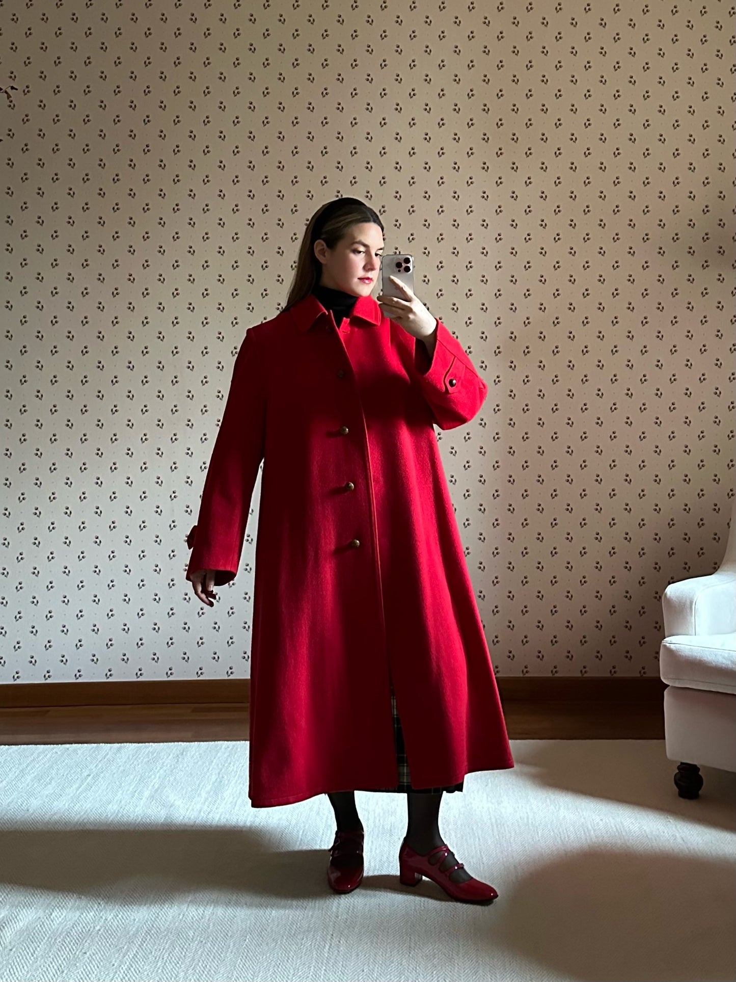 Pure Wool Scarlet Red Loden Coat
