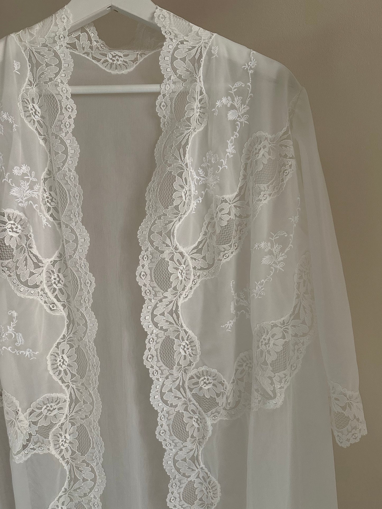 Set Of Lace Trimmed Nightgown and Dressing Gown