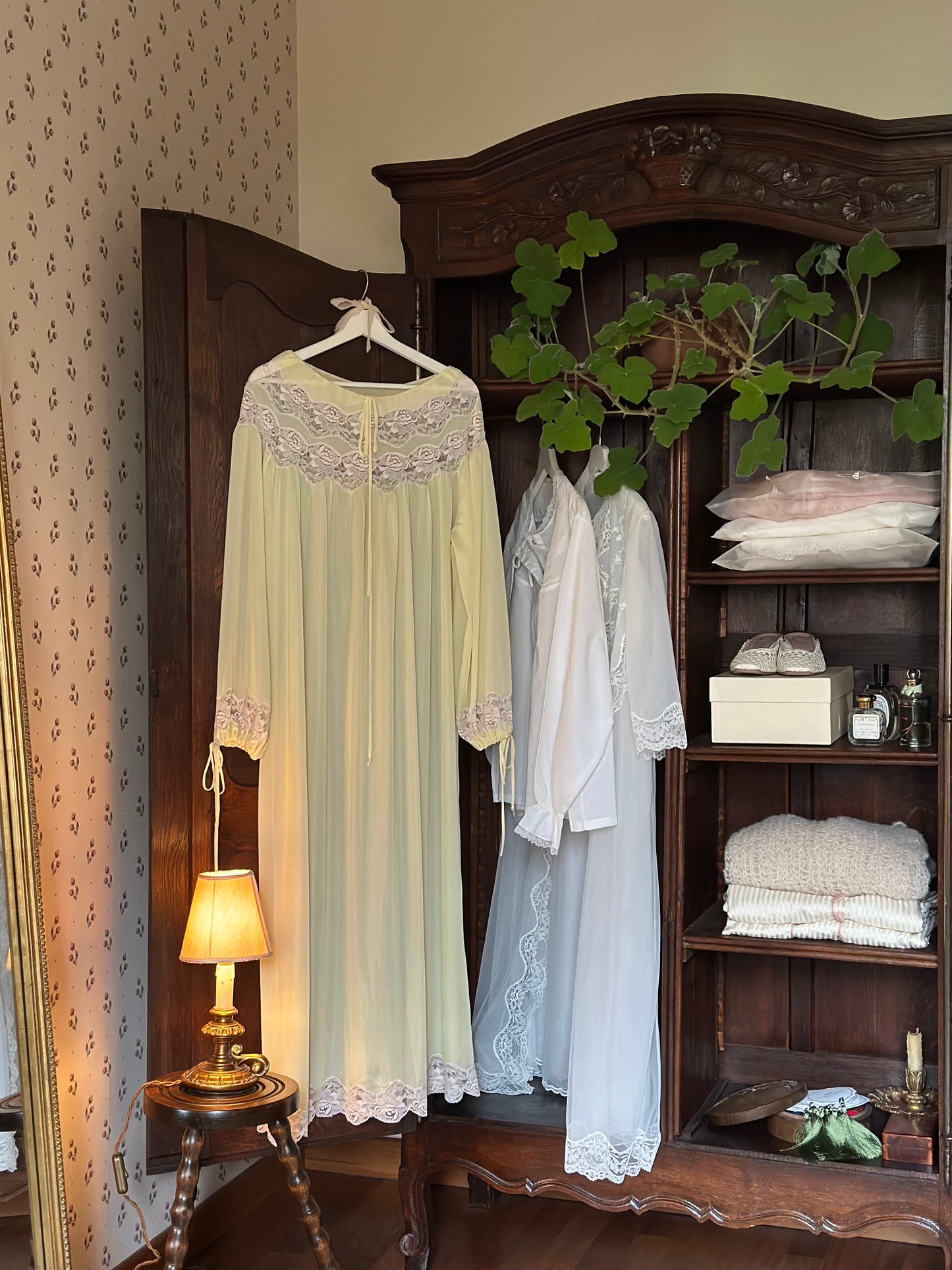 Vintage Pastel Yellow Long Nightgown