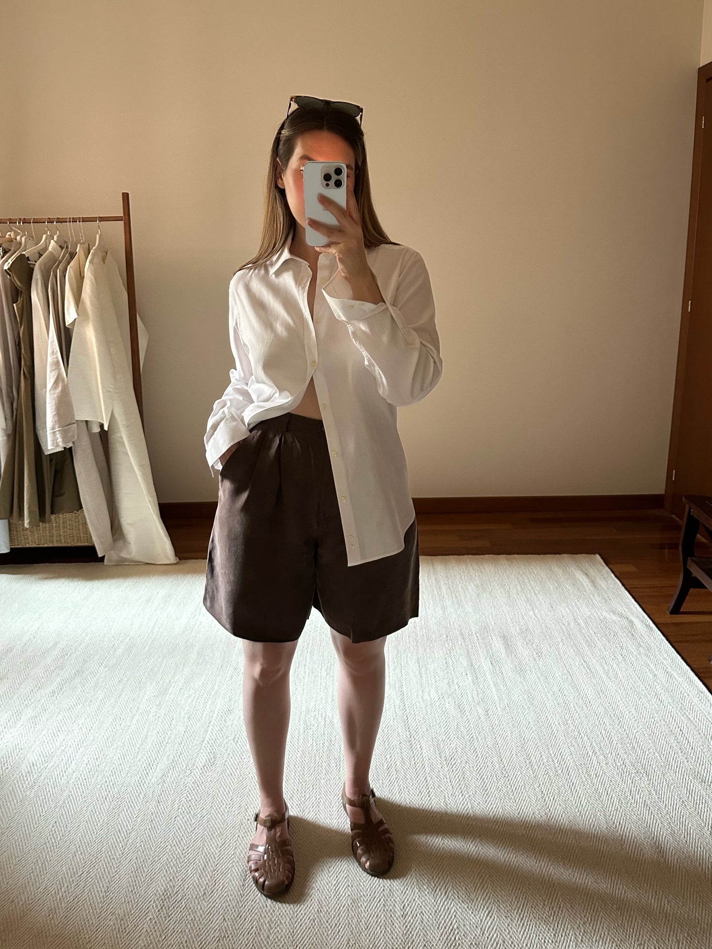 Silk Blend Chocolate Brown Shorts
