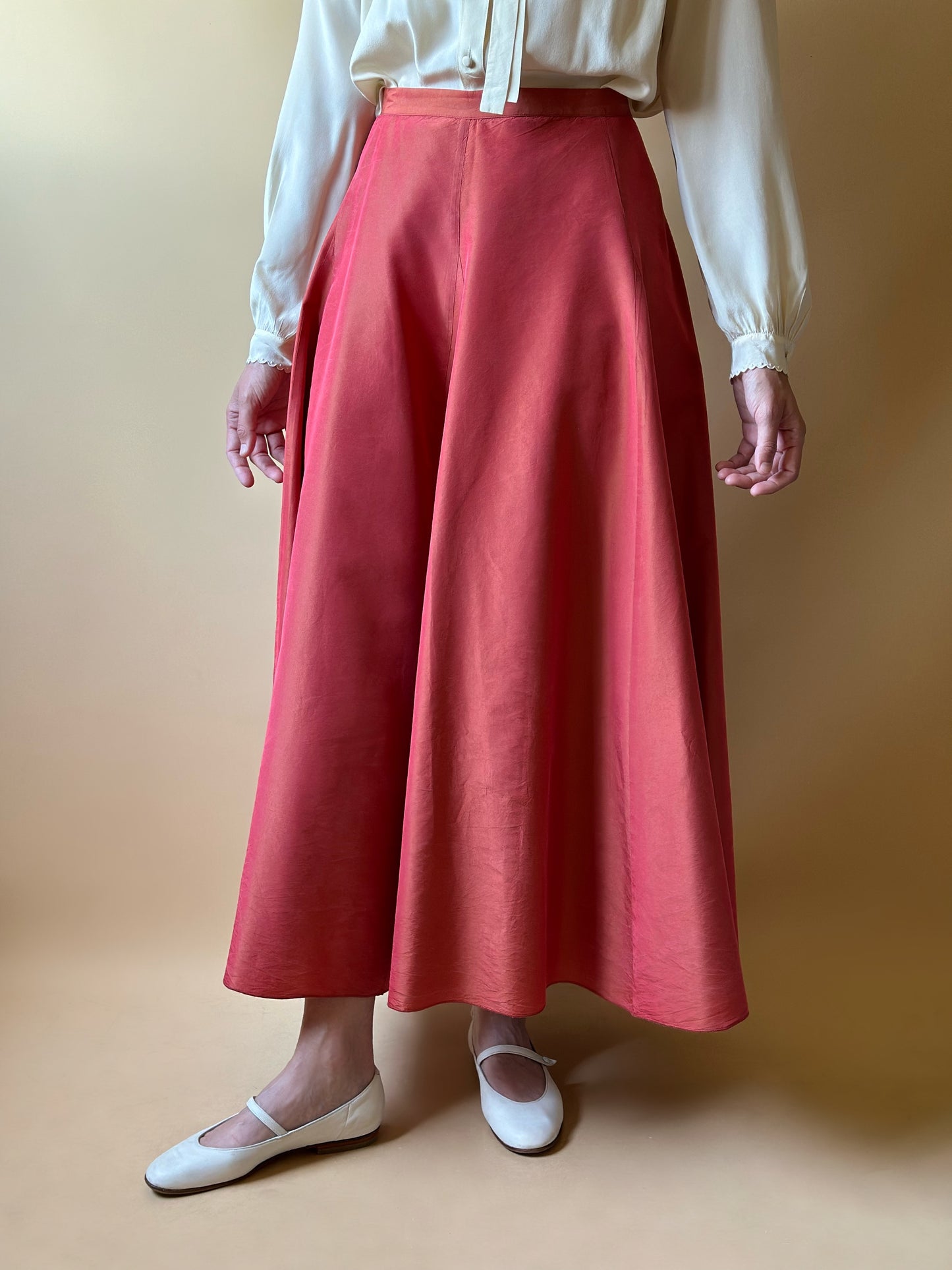 Vintage Silk Shantung Paneled Maxi Skirt