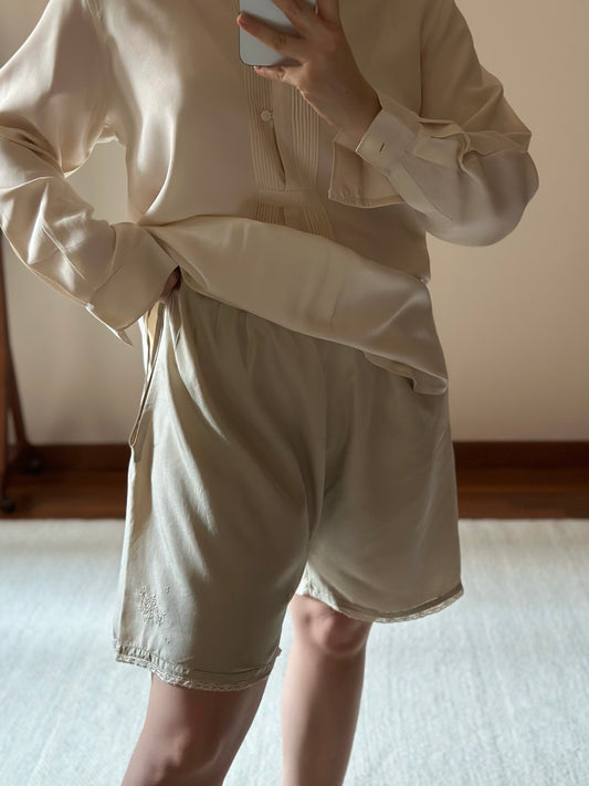 Pure Silk Beige Shorts