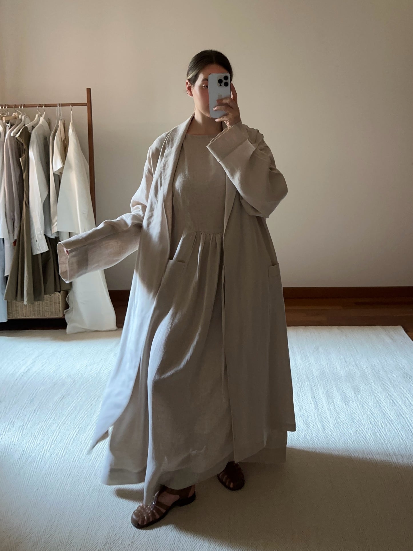 Frette 100% Linen Sand Beige Robe