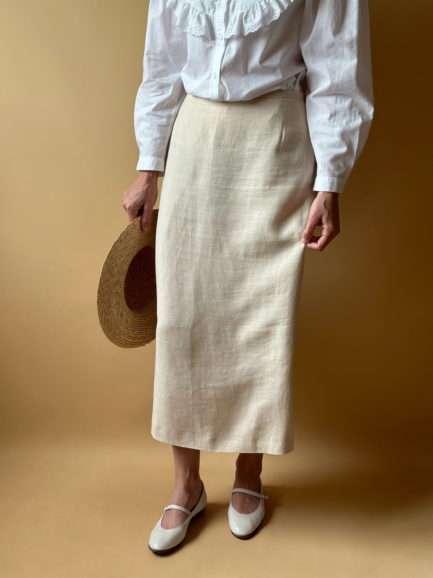 Vintage Ivory White Max Mara Midi Skirt