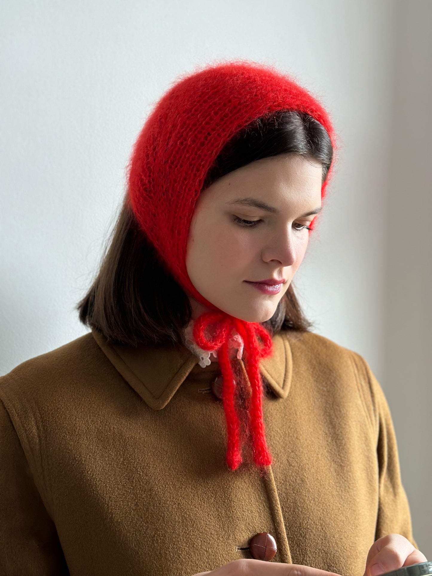 Handmade Silk & Mohair Bonnet - Scarlet Red