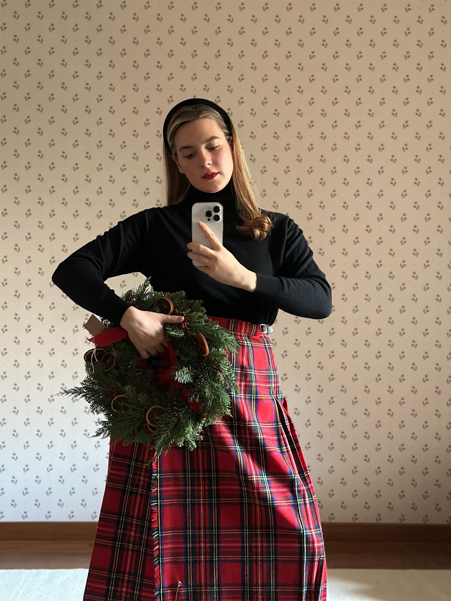 Midi Scottish Red Tartan Skirt