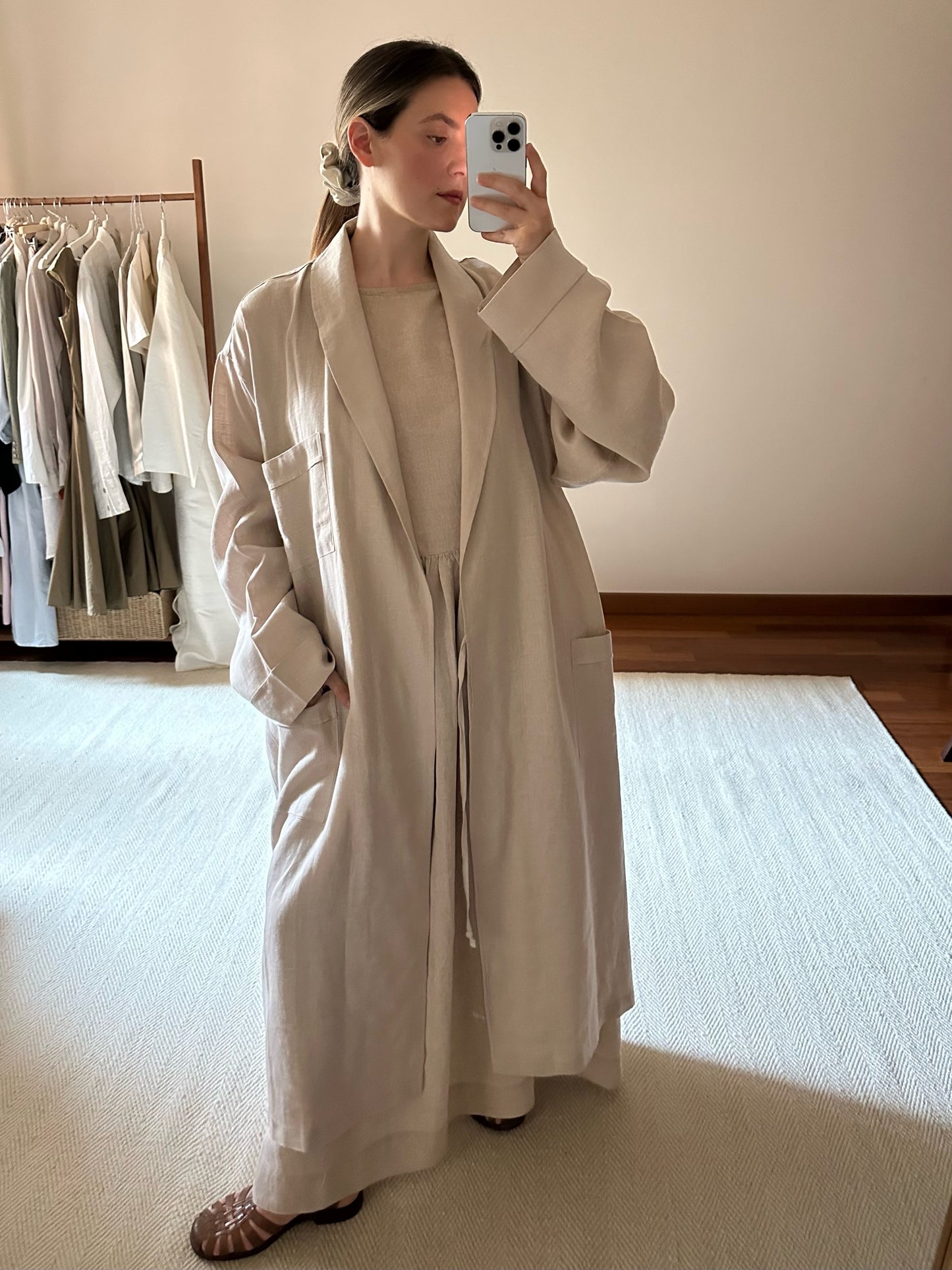 Frette 100% Linen Sand Beige Robe